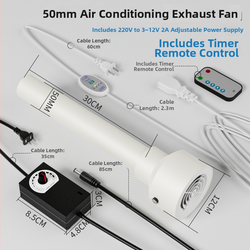 Išmetimo oro keitimo ventiliatorius miegamajam, 12V, 1000W, 50Hz, horizontalis montavimas, išmanusis valdymas