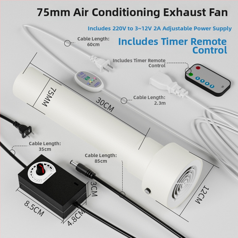 Išmetimo oro keitimo ventiliatorius miegamajam, 12V, 1000W, 50Hz, horizontalis montavimas, išmanusis valdymas