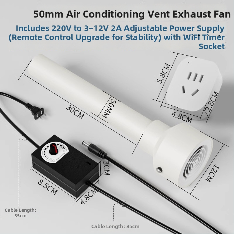 Išmetimo oro keitimo ventiliatorius miegamajam, 12V, 1000W, 50Hz, horizontalis montavimas, išmanusis valdymas