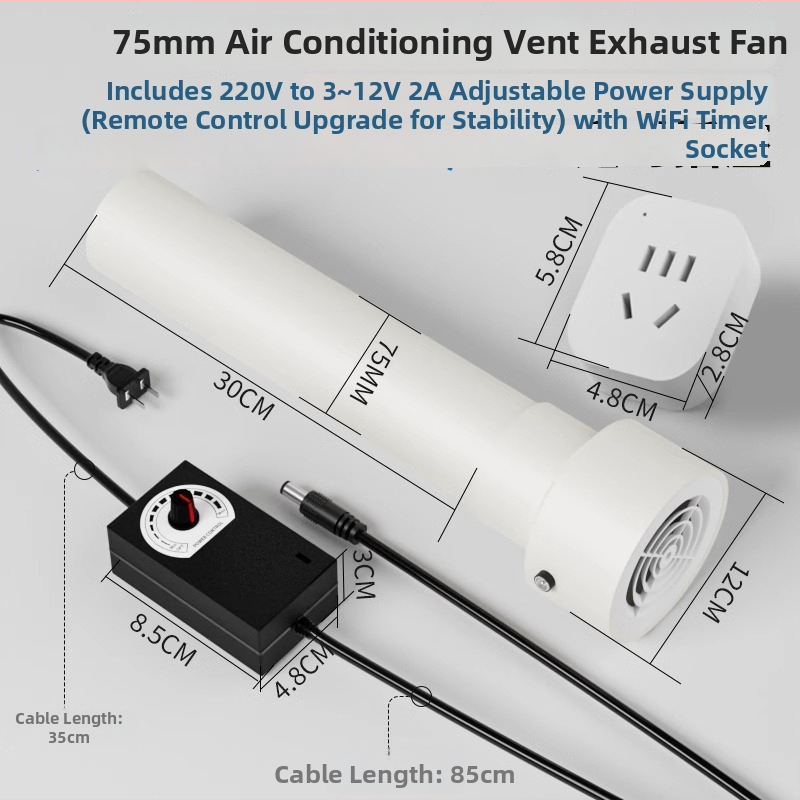 Išmetimo oro keitimo ventiliatorius miegamajam, 12V, 1000W, 50Hz, horizontalis montavimas, išmanusis valdymas