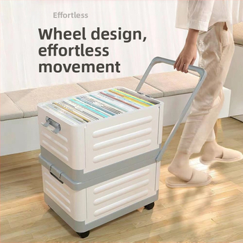 Sulankstoma gyvenamojo kambario saugojimo dėžė su ratukais, 18L talpa, nešiojamas plastikinis organizatorius drabužiams, žaislams ir kosmetikai