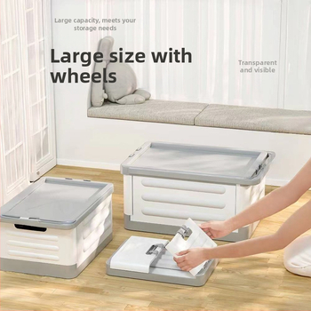 Sulankstoma gyvenamojo kambario saugojimo dėžė su ratukais, 18L talpa, nešiojamas plastikinis organizatorius drabužiams, žaislams ir kosmetikai