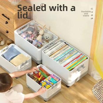 Sulankstoma gyvenamojo kambario saugojimo dėžė su ratukais, 18L talpa, nešiojamas plastikinis organizatorius drabužiams, žaislams ir kosmetikai