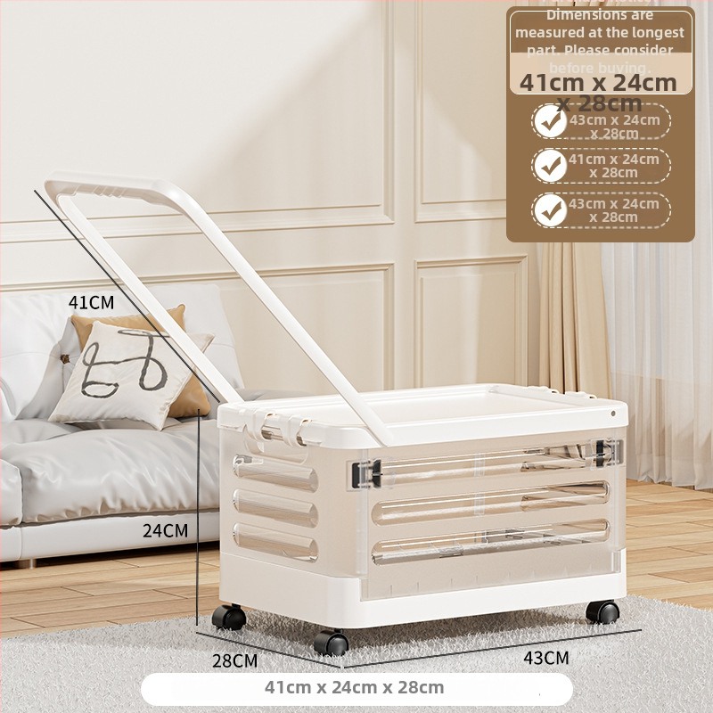 Sulankstoma gyvenamojo kambario saugojimo dėžė su ratukais, 18L talpa, nešiojamas plastikinis organizatorius drabužiams, žaislams ir kosmetikai