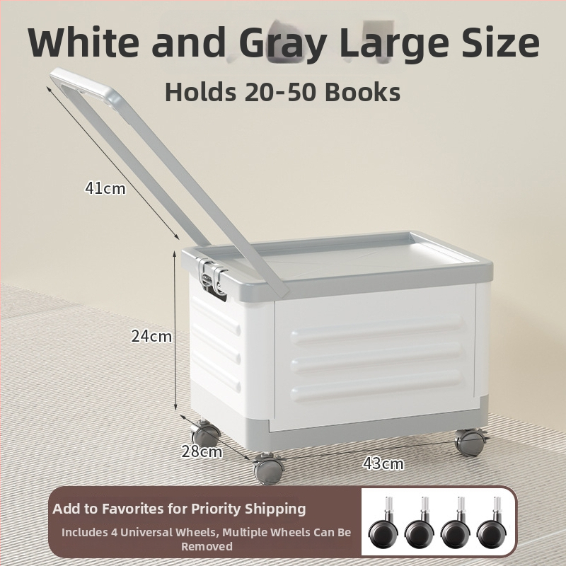 Sulankstoma gyvenamojo kambario saugojimo dėžė su ratukais, 18L talpa, nešiojamas plastikinis organizatorius drabužiams, žaislams ir kosmetikai