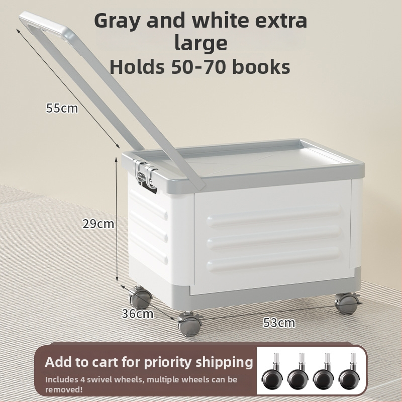 Sulankstoma gyvenamojo kambario saugojimo dėžė su ratukais, 18L talpa, nešiojamas plastikinis organizatorius drabužiams, žaislams ir kosmetikai