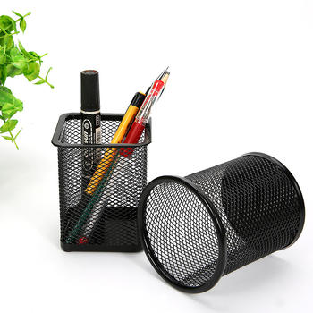 Поставка за писалки с метална мрежеста конструкция – кръгла форма, Hua Jie, модел H099-H0100, печатано лого
