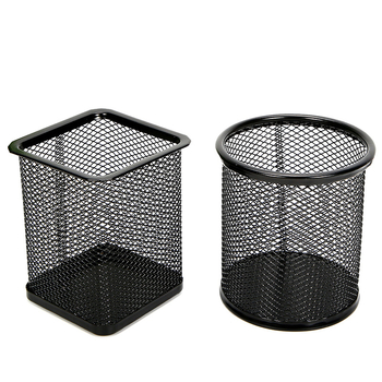 Поставка за писалки с метална мрежеста конструкция – кръгла форма, Hua Jie, модел H099-H0100, печатано лого