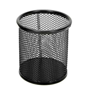 Поставка за писалки с метална мрежеста конструкция – кръгла форма, Hua Jie, модел H099-H0100, печатано лого