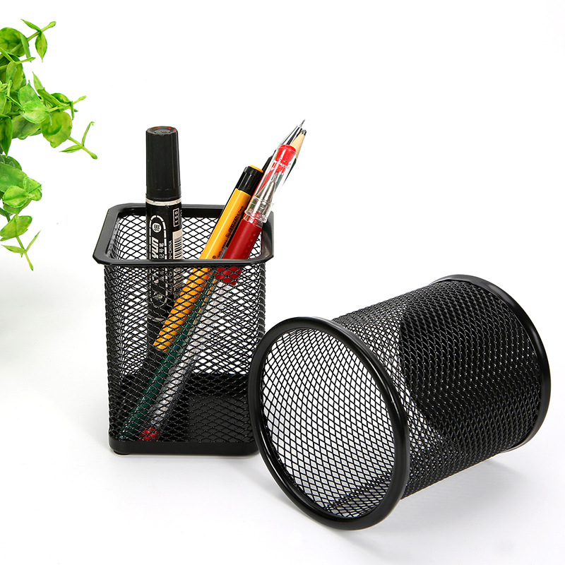 Поставка за писалки с метална мрежеста конструкция – кръгла форма, Hua Jie, модел H099-H0100, печатано лого