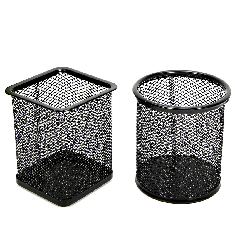 Поставка за писалки с метална мрежеста конструкция – кръгла форма, Hua Jie, модел H099-H0100, печатано лого