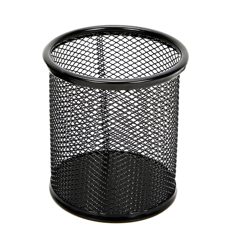 Поставка за писалки с метална мрежеста конструкция – кръгла форма, Hua Jie, модел H099-H0100, печатано лого