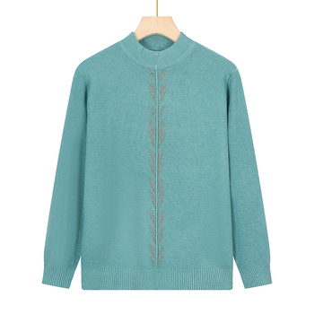 Žieminė megztinė palaidinė su apvaliu kaklu, ilgomis rankovėmis, įprastas ilgis (50–65 cm), poliesterio pluoštas