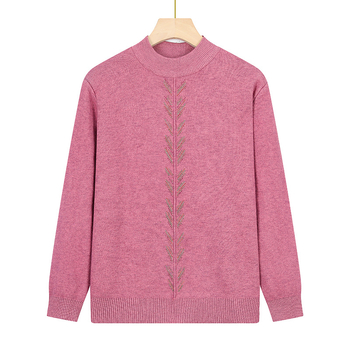 Žieminė megztinė palaidinė su apvaliu kaklu, ilgomis rankovėmis, įprastas ilgis (50–65 cm), poliesterio pluoštas