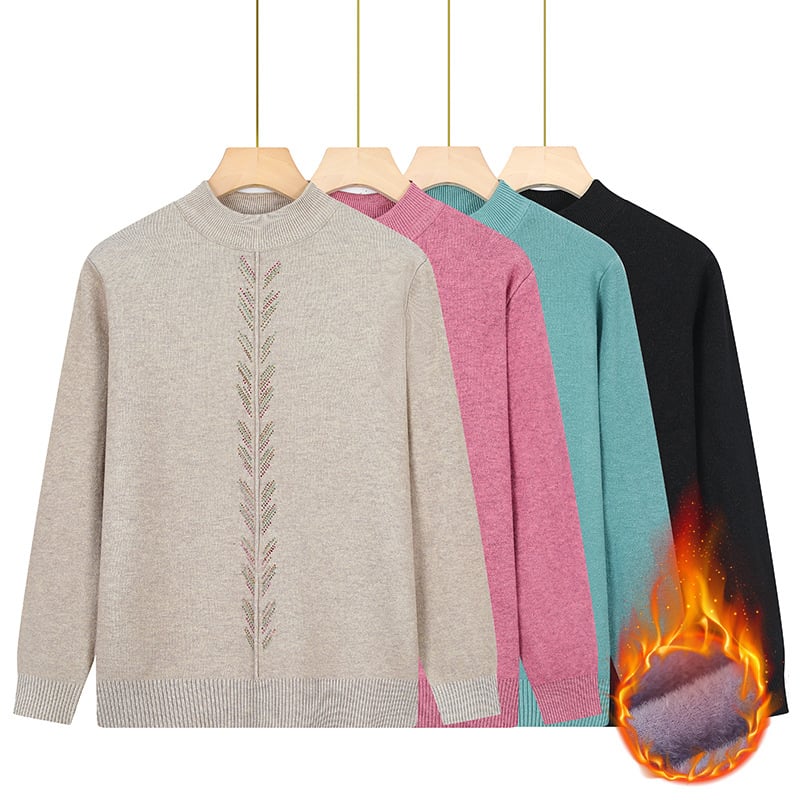 Žieminė megztinė palaidinė su apvaliu kaklu, ilgomis rankovėmis, įprastas ilgis (50–65 cm), poliesterio pluoštas