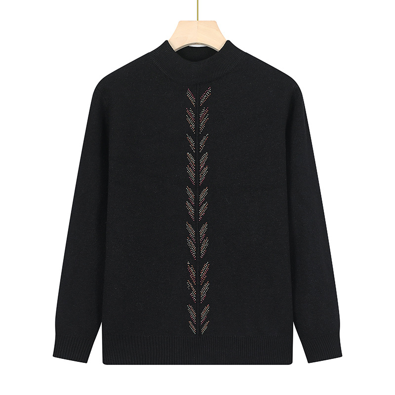 Žieminė megztinė palaidinė su apvaliu kaklu, ilgomis rankovėmis, įprastas ilgis (50–65 cm), poliesterio pluoštas