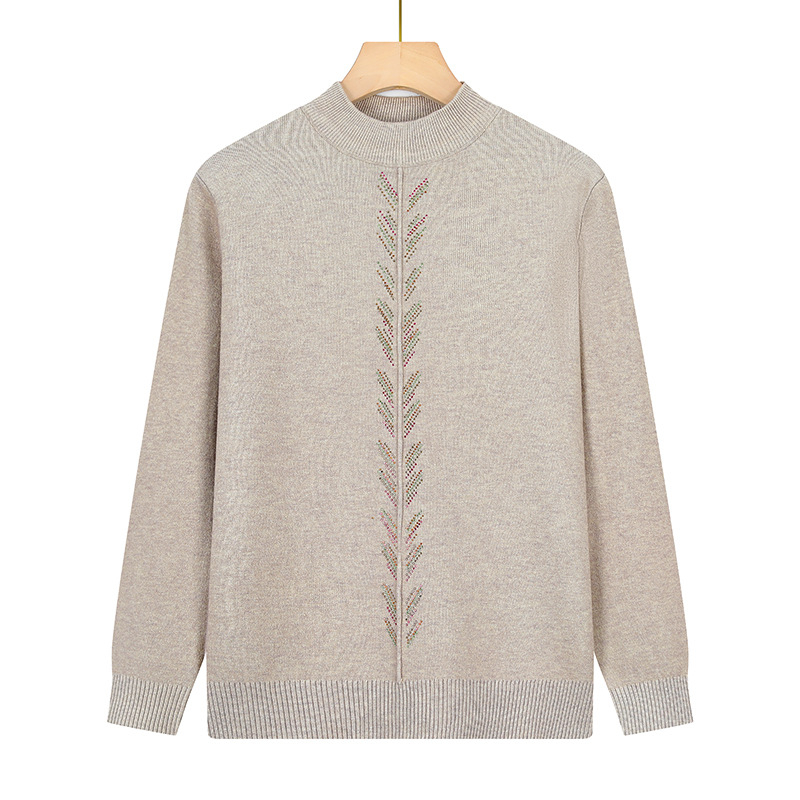 Žieminė megztinė palaidinė su apvaliu kaklu, ilgomis rankovėmis, įprastas ilgis (50–65 cm), poliesterio pluoštas