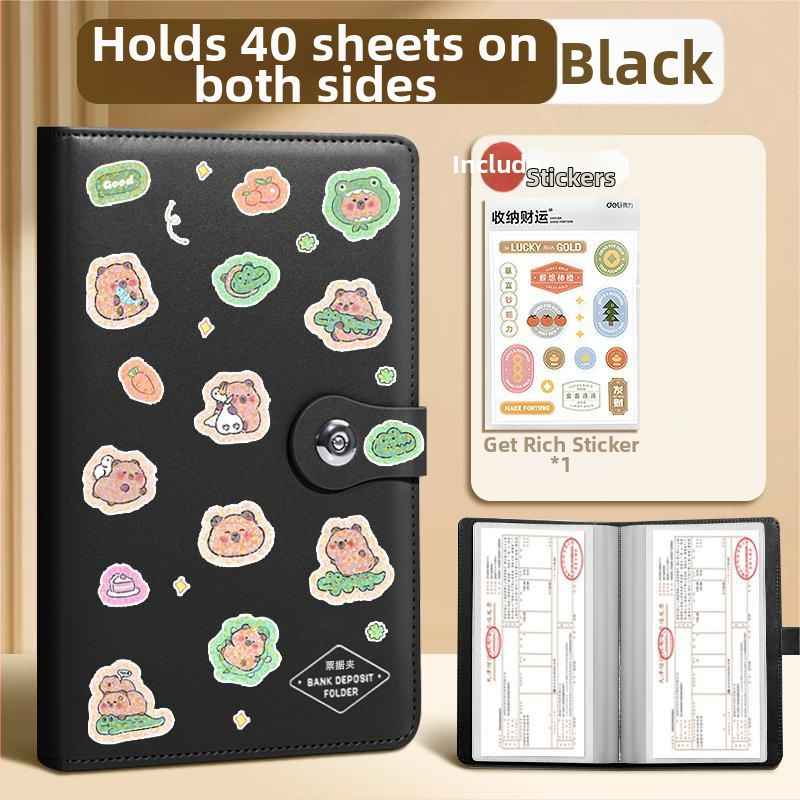 PQ918 PU odinės sąskaitų laikymo knygutė, Modelis PQ918, Popieriaus dydis 200x100, Užpakalinio pločio 15