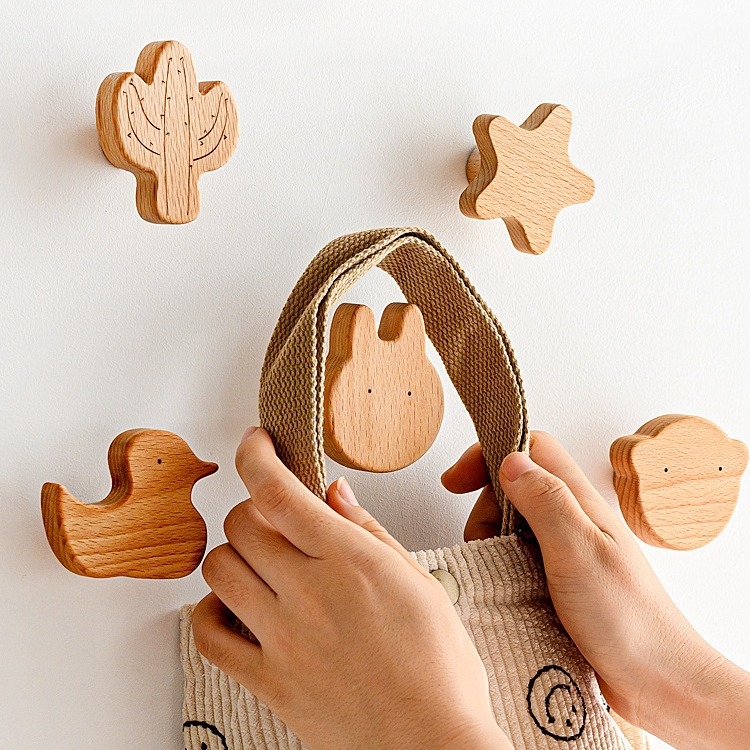 Mâner din lemn pentru sertar – lemn masiv, gravat, stil modern minimalist, model 0808