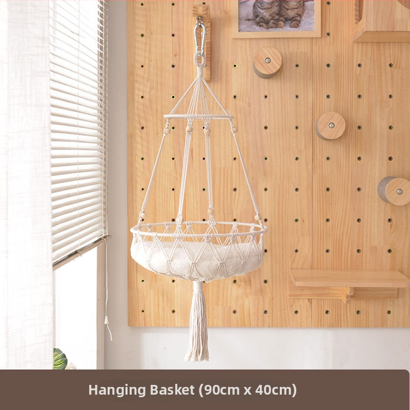 Koka sienas kaķu kāpņu rāmis ar integrētu guļvietu un plauktu, vienkāršs stils, bez urbuma