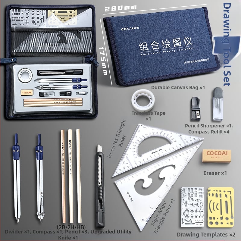 Set nástrojov pre technické kreslenie s kružidlami pre CAD kreslenie, plastová konštrukcia, model 2260