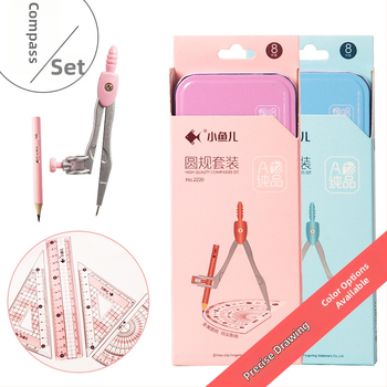 Little Fish 8-dielny set kompasa a pravítka, plastová konštrukcia, model jy-2220-2