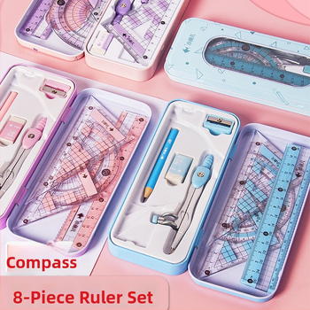 Little Fish 8-dielny set kompasa a pravítka, plastová konštrukcia, model jy-2220-2