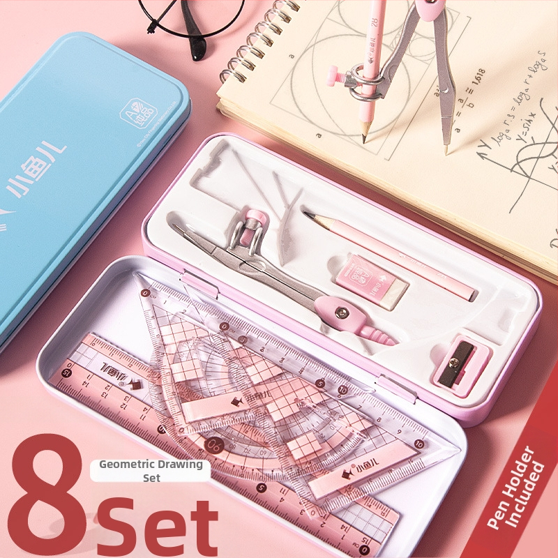 Little Fish 8-dielny set kompasa a pravítka, plastová konštrukcia, model jy-2220-2