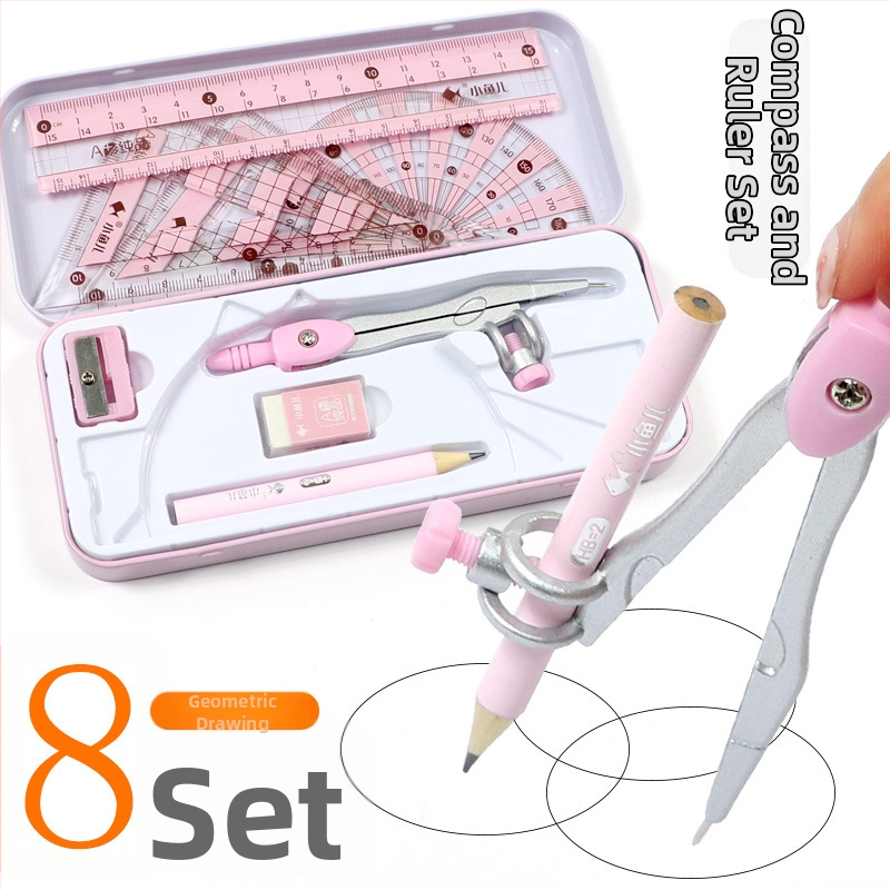Little Fish 8-dielny set kompasa a pravítka, plastová konštrukcia, model jy-2220-2