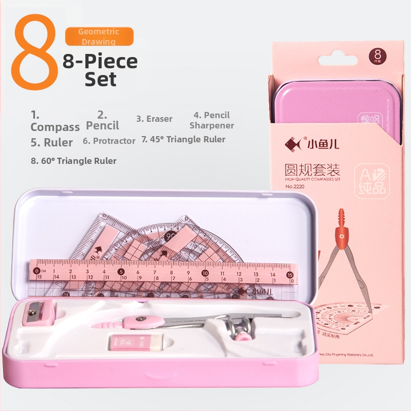 Little Fish 8-dielny set kompasa a pravítka, plastová konštrukcia, model jy-2220-2