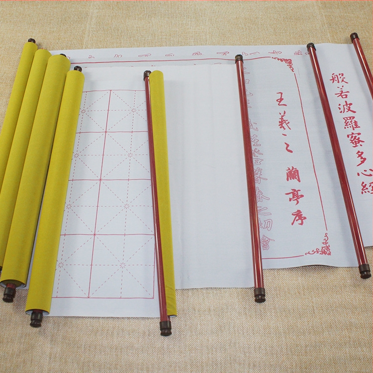Kaligrafijos praktikos audinys su ryžių tinklelio raštu, stambintas flanelės paviršius, ritinėlis su ašimi, prekinis ženklas Deyi Hall