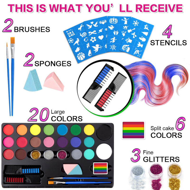 Kūno ir veido dažymo rinkinys, 350 g, spalvota dėžutės pakuotė, tikslas: kūno dažymas, importas: Ne