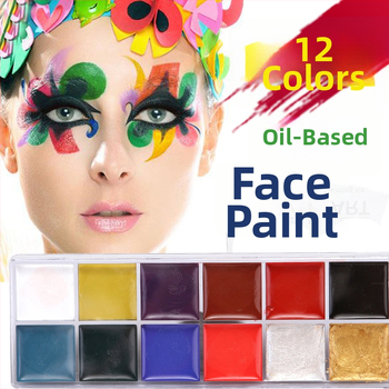 Bērnu sejas gleznošanas komplekts ar eļļas krāsām, 12 krāsu kastīte, skatuvei un Helovīnam (Zīmols Xu Peng; Materiāls: Eļļa; Tilpums: 100; Iepakojums: 12 krāsu kastīte; Piemērošana: akvareļu gleznojums)