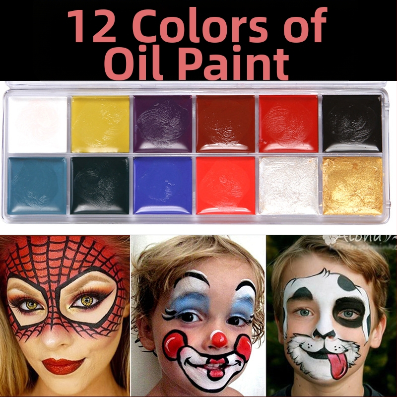 Bērnu sejas gleznošanas komplekts ar eļļas krāsām, 12 krāsu kastīte, skatuvei un Helovīnam (Zīmols Xu Peng; Materiāls: Eļļa; Tilpums: 100; Iepakojums: 12 krāsu kastīte; Piemērošana: akvareļu gleznojums)