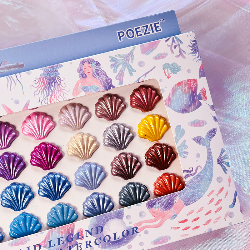 Poetic Color kieti akvareliniai dažai, dėžutėje rinkinys akvareliniam tapymui