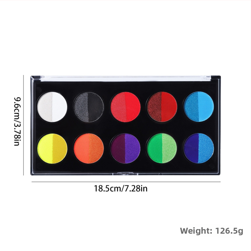 Art plus art Veidojimo rinkinys veidui – alyvos ir akvarelės dažai su fluorescenciniais pigmentais; talpa 131 g; pakuotė: dėžutė su 10 vienetų