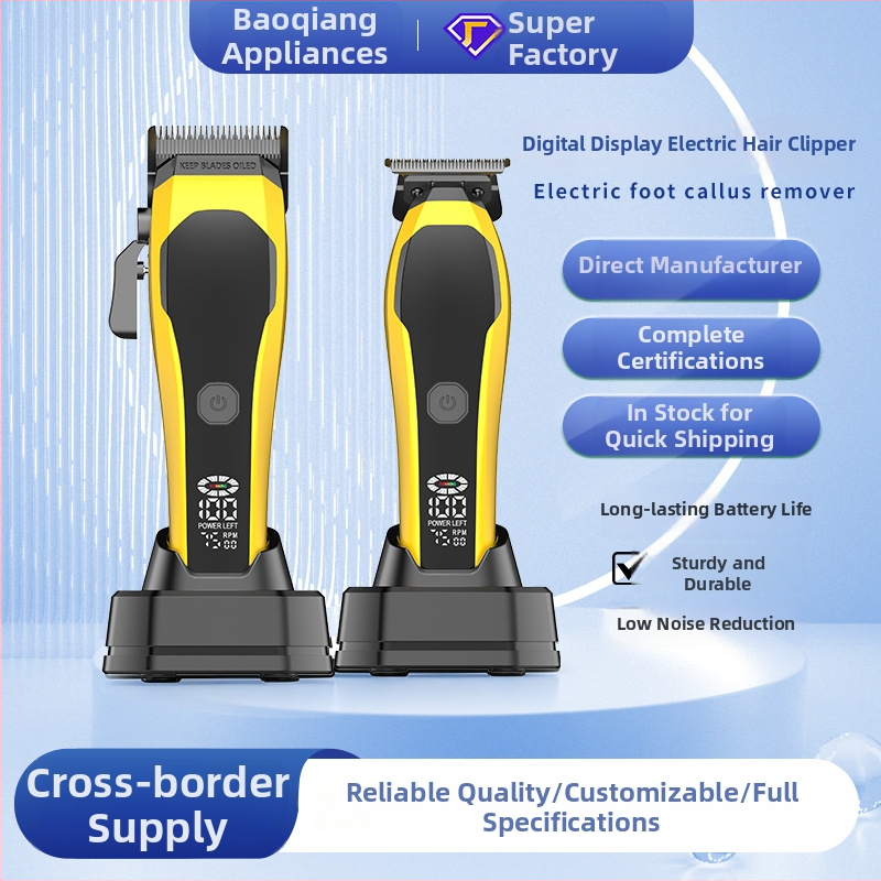 Elektrinis plaukų kirpimo skutimo rinkinys su skaitmeniniu ekranu – įkraunamas įmontuotas akumuliatorius, atjungiamas plovimui peiliukai iš keramikos ir nerūdijančio plieno, žemas triukšmas 46–70 dB