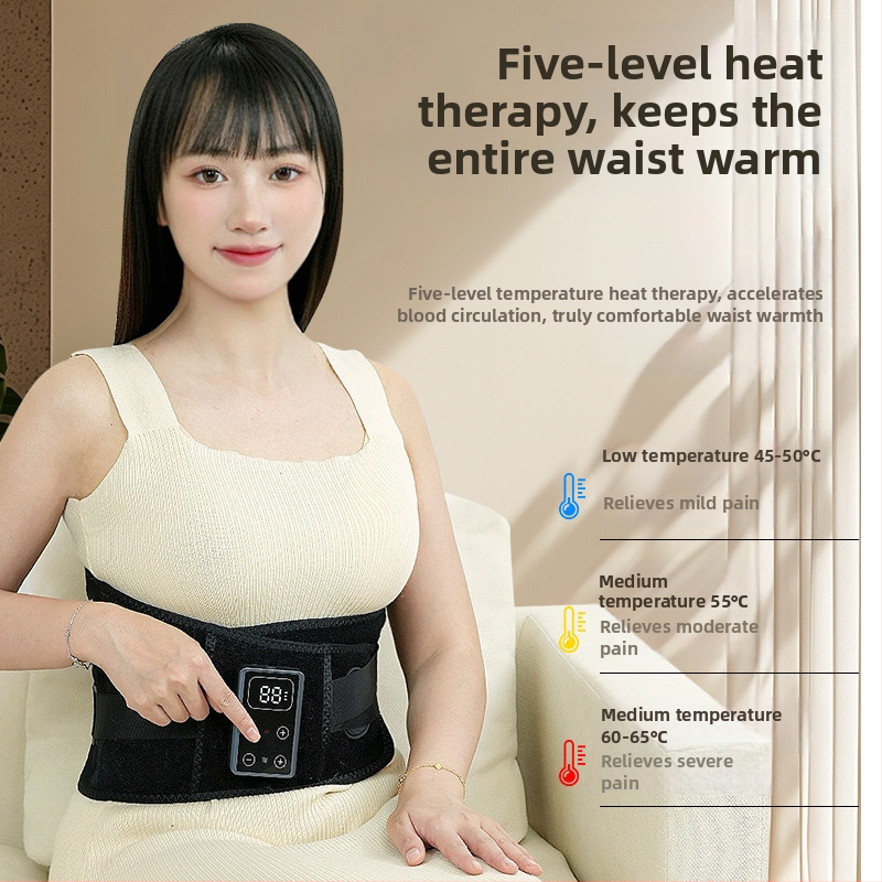 Įkraunama vibracinė masažo juosta juosmeniui su šildymu — kompiuterio tipo valdymas, 3 lygis, iki 4 masažo galvu, vibracija, magnetas, karštasis kompresas, oro spaudimas
