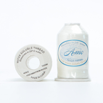 Vandeniškai tirpstantis siūlas siuvinėjimui, 40S/2, PVA pagrindas, Amo, tekstilės siuvimui