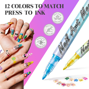 ArtWalker marker za nokte – DIY brzo-sušeći marker za crtanje kontura cvijeća, 12 boja jezgre