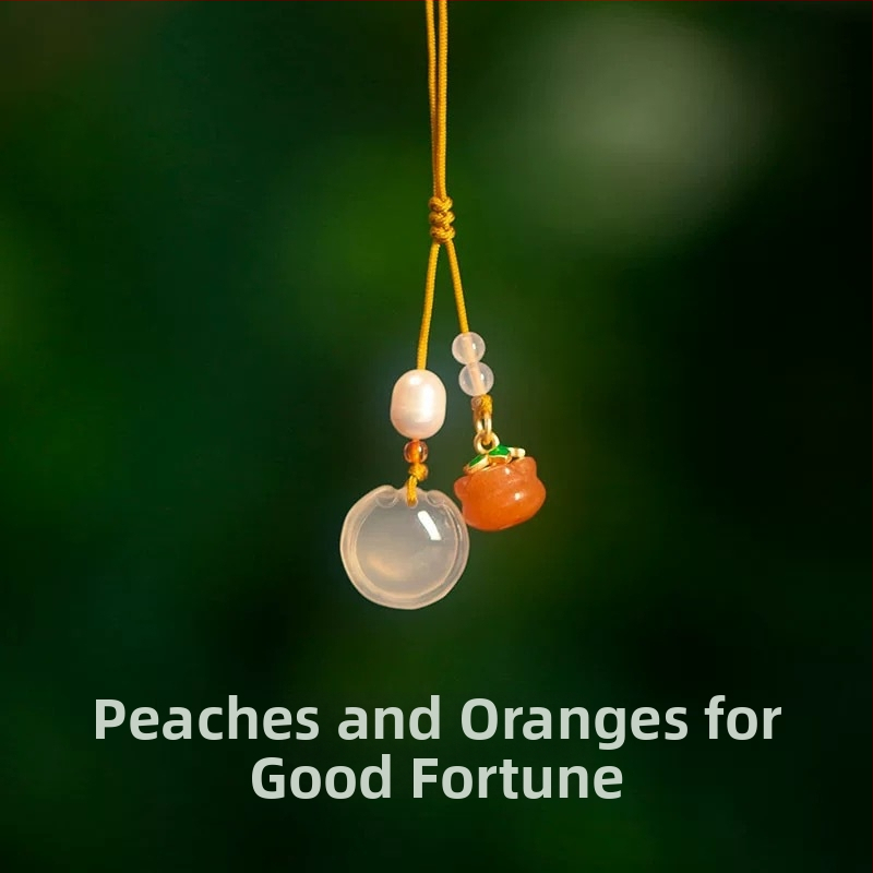 Agāts kulons, roku adīts šarms, 2025. gada pavasaris, Ķīnas stils, literārais retro