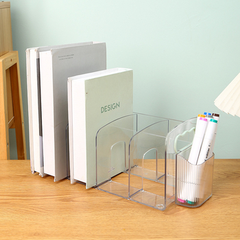 First Learning 9013 PET raft de lectură pentru birou, bibliotecă transparentă cu separator vertical, 32 bucăți în pachet, greutate netă 480 g