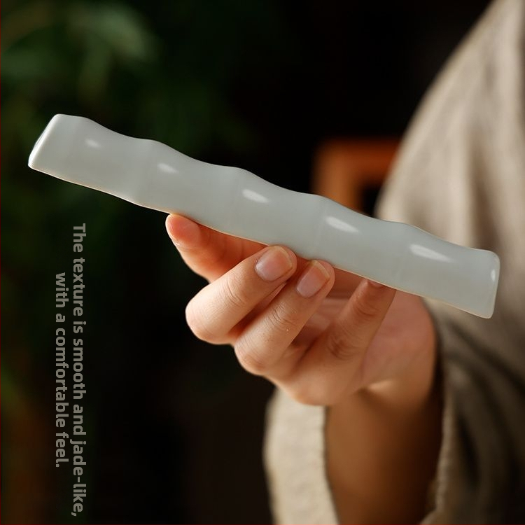 Keramikas pildspalvas un otu turētājs ar bambusa locījuma dizainu kaligrāfijai un gleznošanai