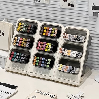 Yao Yu pildspalvu turētājs uzglabāšanas kārba, plastmasa, kvadrāta forma, liels ietilpīgums, daudzslāņains atdalāms