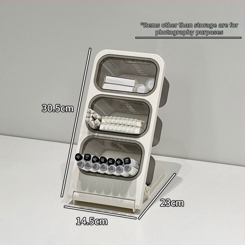 Yao Yu pildspalvu turētājs uzglabāšanas kārba, plastmasa, kvadrāta forma, liels ietilpīgums, daudzslāņains atdalāms