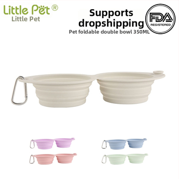 Silikona saliekamā bļoda mājdzīvniekiem, divu nodalījumu, pārnēsājama — Little Pet, 80 gab.