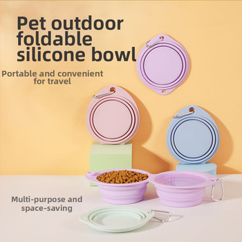 Silikona saliekamā bļoda mājdzīvniekiem, divu nodalījumu, pārnēsājama — Little Pet, 80 gab.