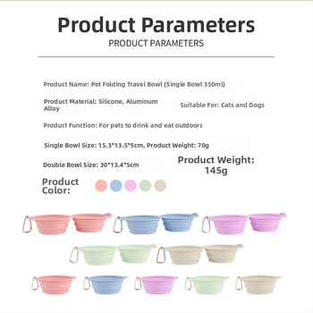 Silikona saliekamā bļoda mājdzīvniekiem, divu nodalījumu, pārnēsājama — Little Pet, 80 gab.