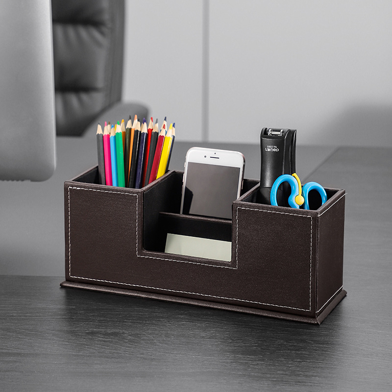 Ādas pildspalvu turētājs, kvadrātformas, grezns rakstāmgaldas organizētājs, pielāgojama; (Zīmols: Qing Ruoxi; Materiāls: Āda; Forma: Kvadrāts; Logotipa apdruka: OK; IP atļauja: Nē)