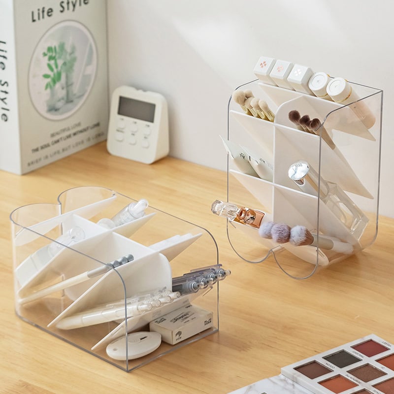 Držač olovke i kutija za pohranu QY7166 - PET+HIPS, 1L, prozirna, moderni minimalistički stolni organizator